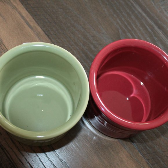 Longaberger Set of 2 Crocks Sage Green Paprika Fiesta - Picture 3 of 4